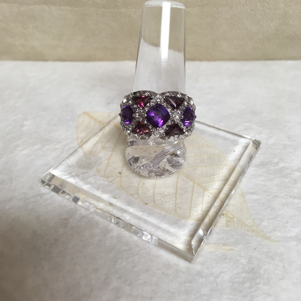 925 Silver Amethyst Rhodolite Garnet Ring